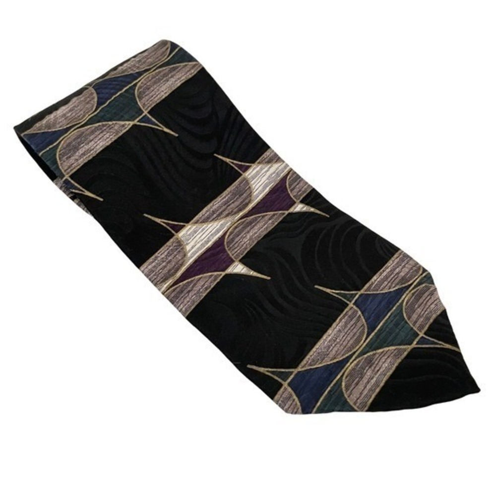 Vintage Givenchy Monsieur Silk Tie Mens Necktie Geometric Italian Made 56" Long
